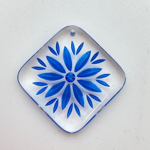 Carved Pendant 40mm Sapphire