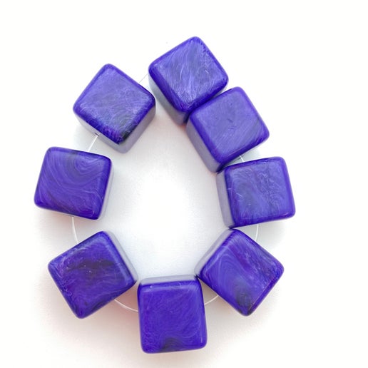 Cube 15mm Purple Marble - FY-0251-B