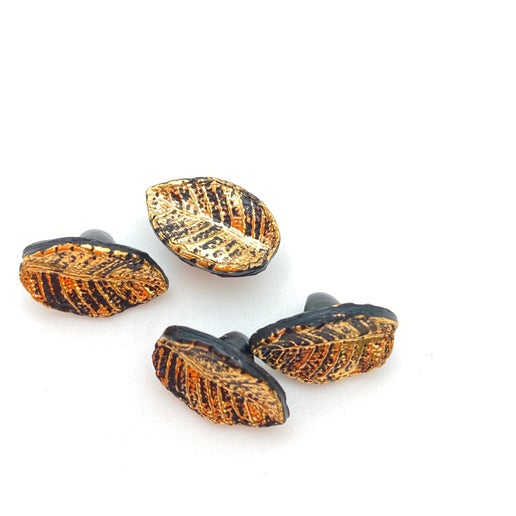 Button Leave 15x10mm Gold - BUTTON-0072-C