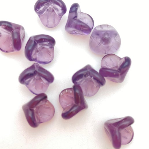 Vintage Glass Flowers cap 10mm Royal Purple