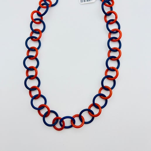 Resin Chain Link Navy & Coral 14"x18mm
