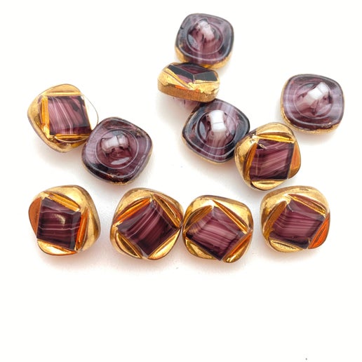 Button 14mm Amethyst/gold - BUTTON-0389-B