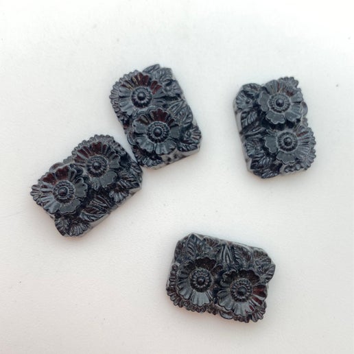 Cab Vintage Glass 18x14mm Jet - CAB-0058-C