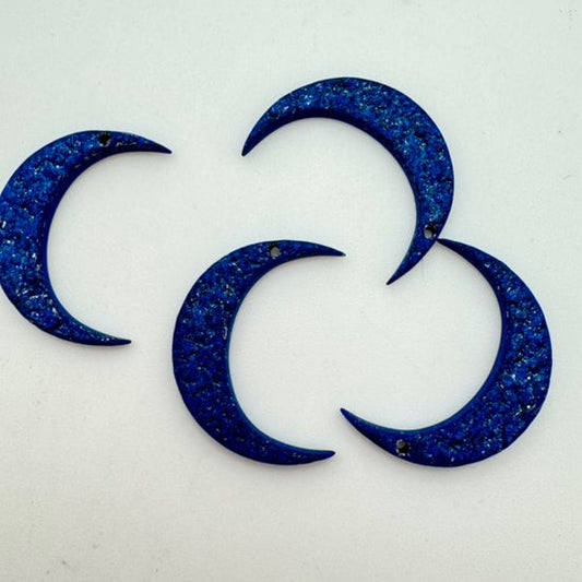 Moon Charm 28mm Glitter Cobalt
