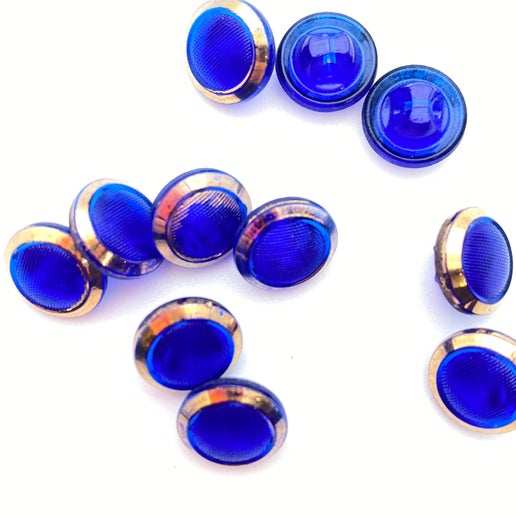 Button 10mm Cobalt/gold - BUTTON-0486-D