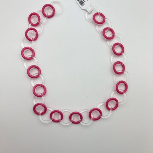 Resin Chain Link Pink & Clear 14"x18mm