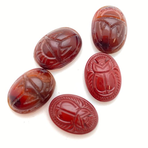 Cab Vintage Glass 18x14mm Carnelian - CAB-0096-A