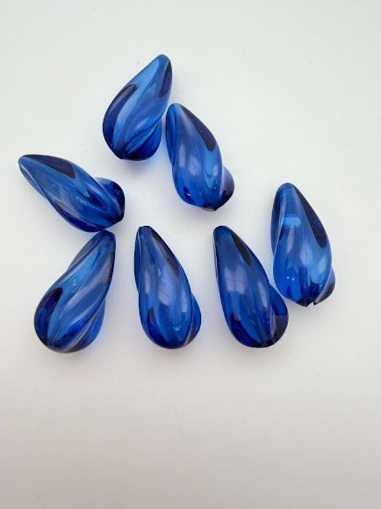 Spiral Tear Drop 30mm Cobalt