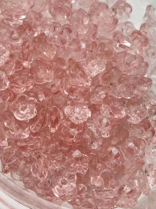 Vintage Glass Flowers Button 6mm Rose