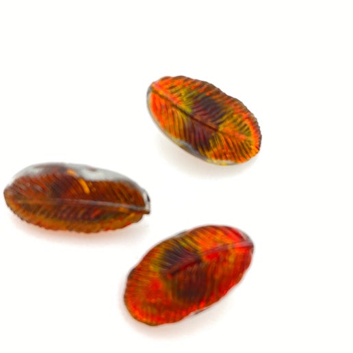 Button Feather 18x10mm Ambers - BUTTON-0104-E