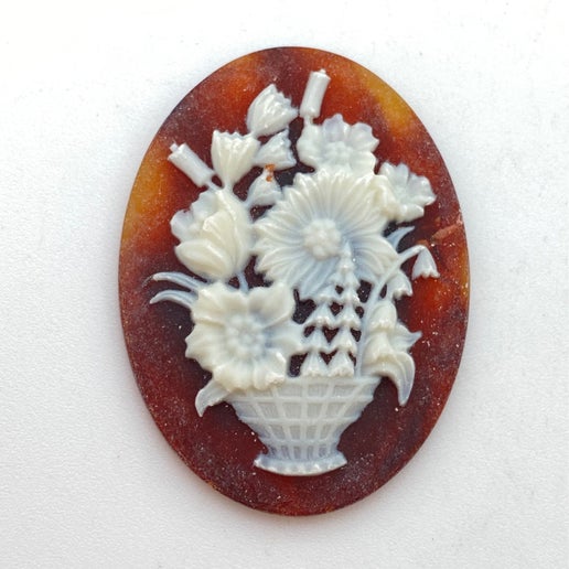 Cab Lucite Oval 40x30mm Tortoise/ivory