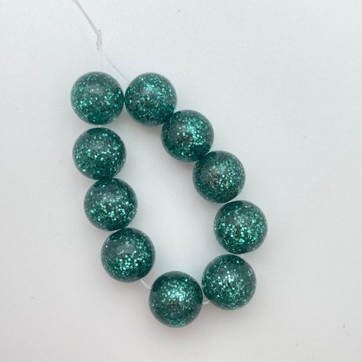 Glitter Round 12mm Emerald