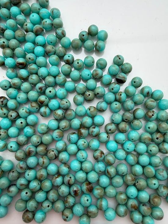 Round 6mm Turquoise Marble