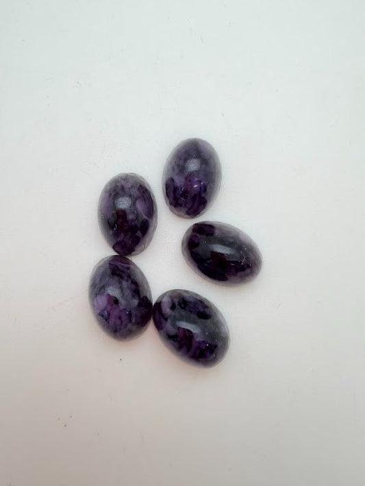 Cab Vintage Glass 18x14mm Amethyst Marble
