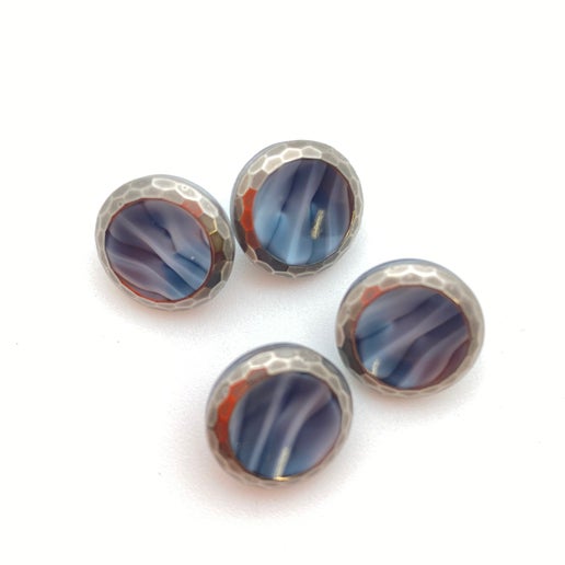 Button 12mm Blue Marble/silver - BUTTON-0075-D
