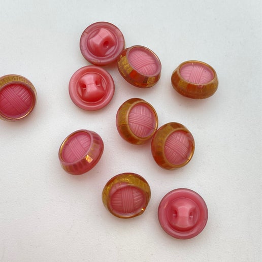 Button 10mm Pink/gold - BUTTON-0443-B