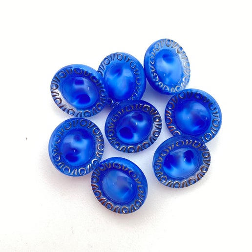 Button 14mm Blue/silver - BUTTON-0477-D