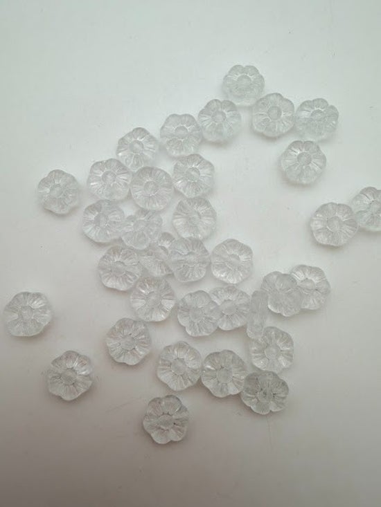 Vintage Glass Flower 10mm Clear