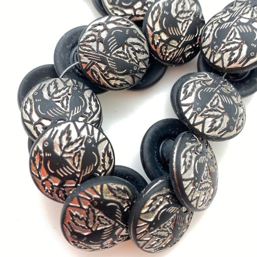 Button 20mm Jet/silver - BUTTON-0367-C