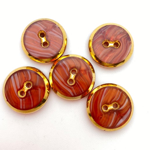 Button 18mm Carnelian/gold - BUTTON-0049-A