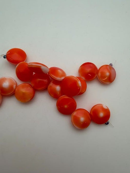 Vintage Glass Side hole 12mm Orange