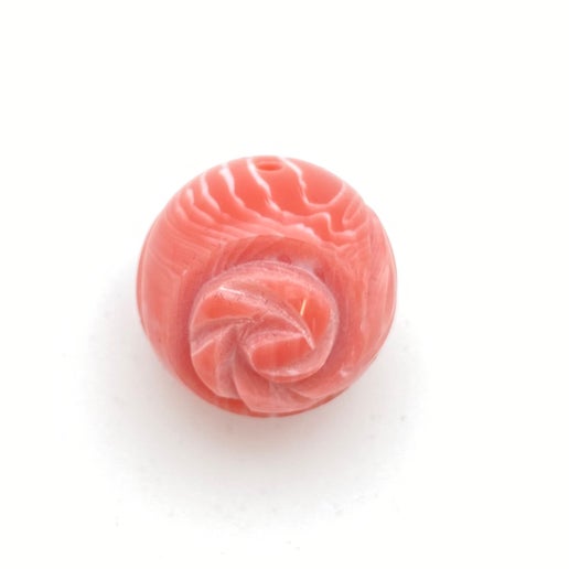 Carved Rose Bead 20mm Coral