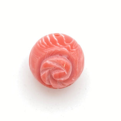 Carved Rose Bead 20mm Coral