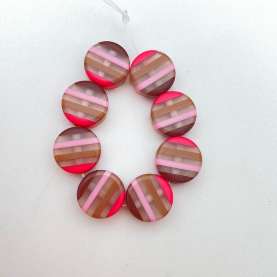 Layered Disk 12mm Multi Pink/Brown - IT-FY-0161-B