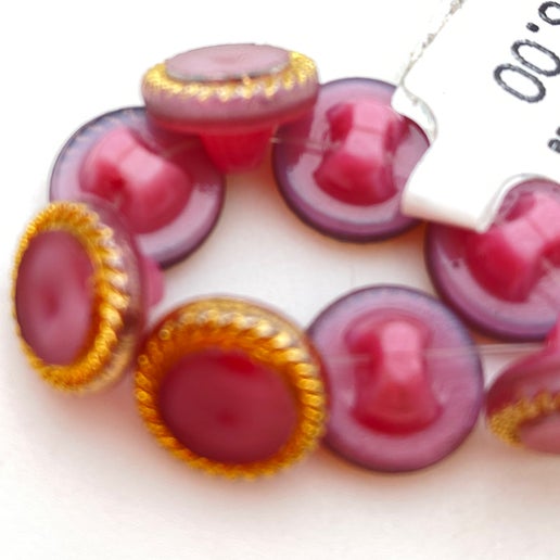 Button 10mm Pink/gold - BUTTON-0444-B