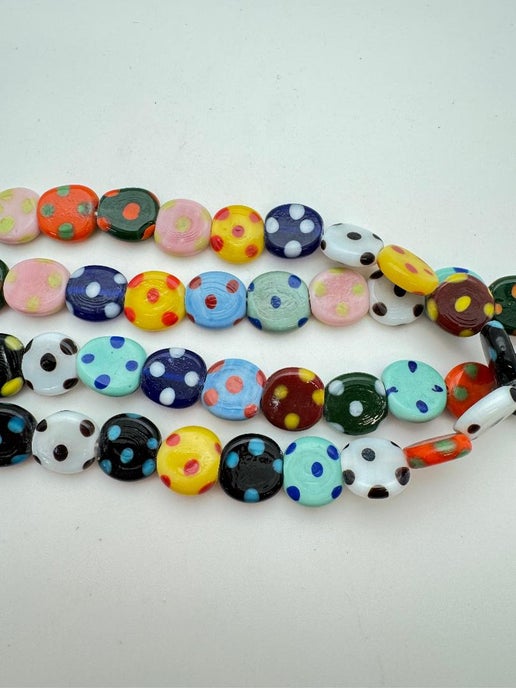 Lampwork Glass Disk 14mm - Dotty Mix