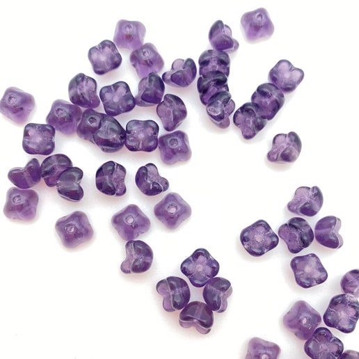 Vintage Glass Flowers cap 6mm Royal Purple