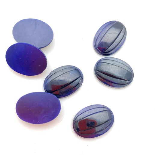 Cab Vintage Glass 16x12mm Navy - CAB-0100-D