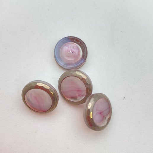 Button 12mm Pink/silver - BUTTON-0124-B