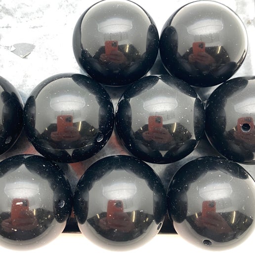 Round 30mm Jet Black