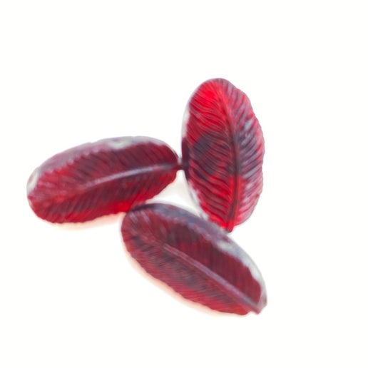 Button Feather 16x10mm Red - BUTTON-0070-