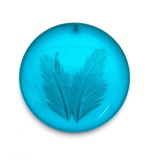 Carved Pendant 50mm Teal