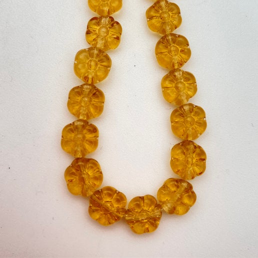 Vintage Glass Flowers 8mm Topaz