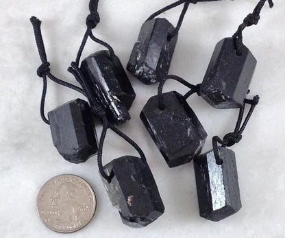 Black Tourmaline Rough Pendant (1pc)