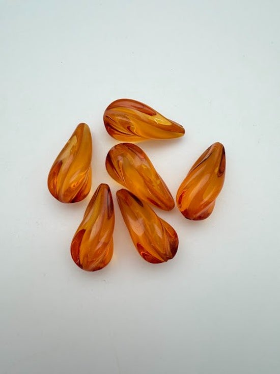 Spiral Tear Drop 30mm Amber