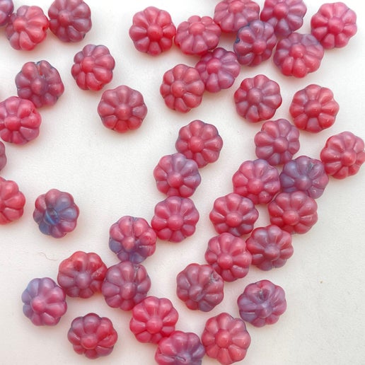 Vintage Glass Flowers 8mm Two Tone Pink