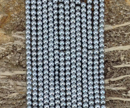 Silver Plated Hematite Round