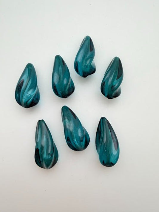 Spiral Tear Drop 30mm Teal