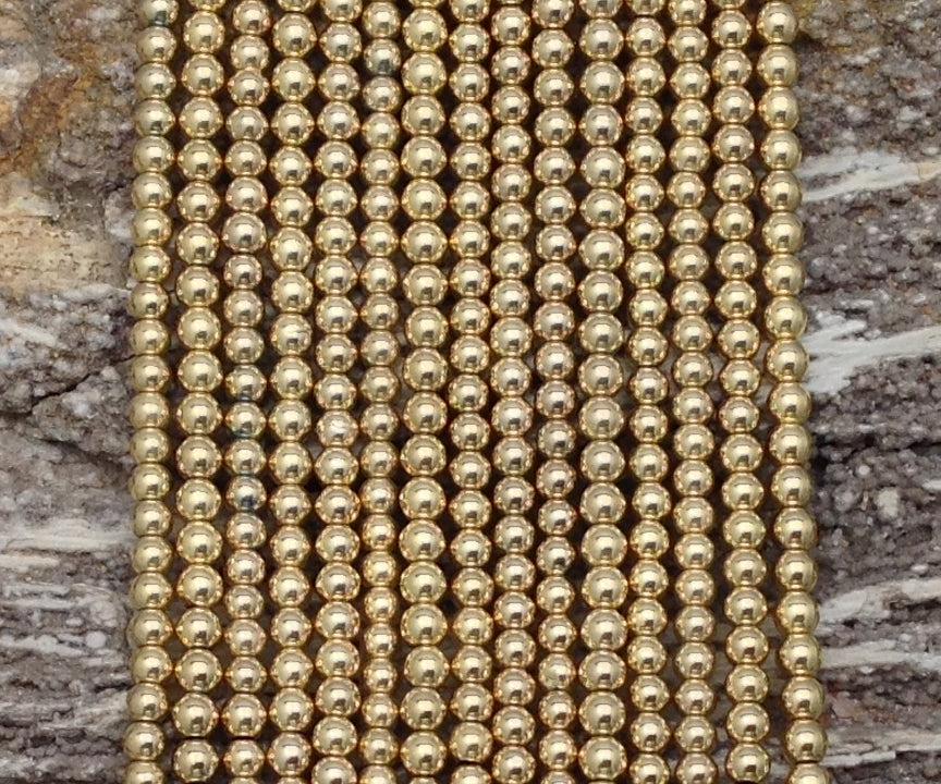 Gold Plated Hematite Round