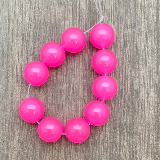 Round 12mm Pink Neon Opaline