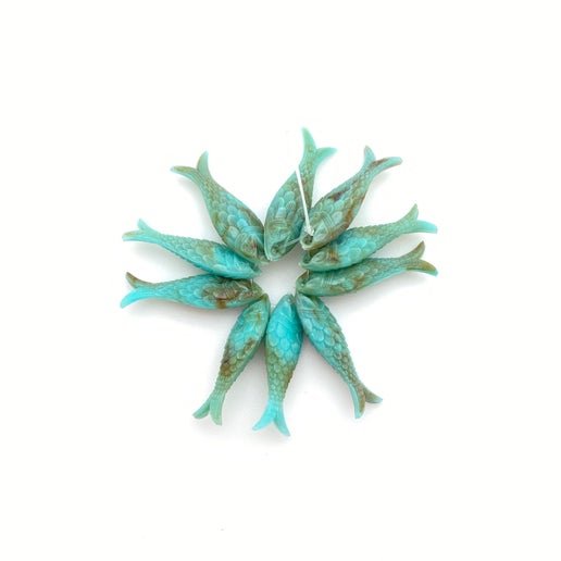 Fish Drop 28mm Turquoise Marble -