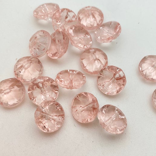 Button 12mm Light Pink Facetted - BUTTON-0393-B