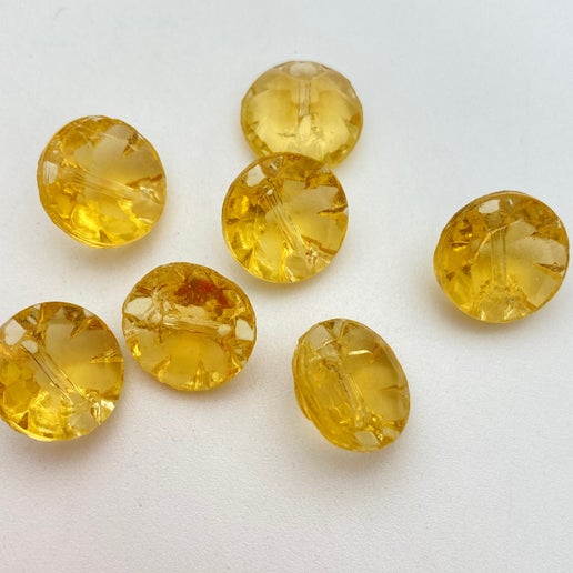 Button Faceted 14mm Citrine - BUTTIN-0175-E