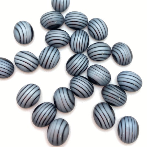 Cab Vintage Glass 10x8mm Black & White - CAB-0025-C