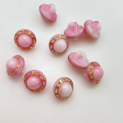 Button 10mm Pink/gold - BUTTON-0016-B