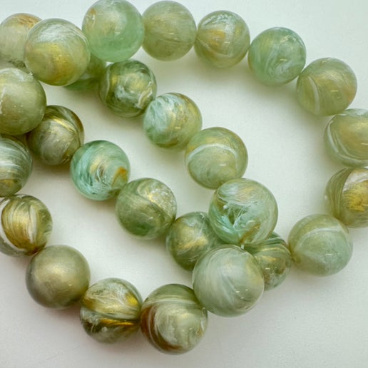 Round 12mm Golden Sage Marble